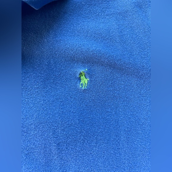 Polo Ralph Lauren Solid Blue Mens Green Pony Short Sleeve Polo Shirt XXL - Picture 3 of 6